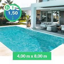 Piscina Interrata in pannelli d'acciaio 4,00 m X 8,00 m - h 1,50 m Top Selection